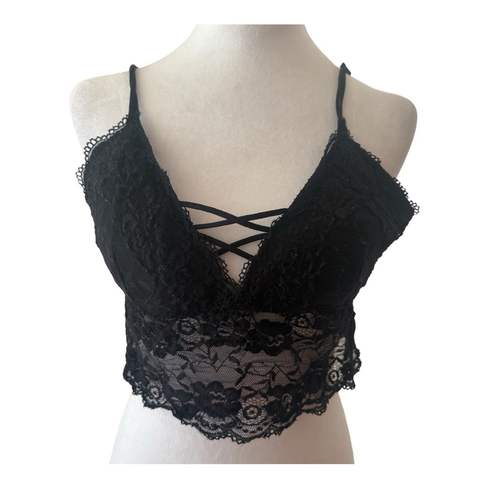 3/$25 Love Black Crop Top with Lace Elegance